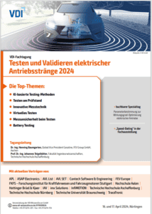 Programm VDI-Fachtagung Testen und Validieren elektrifizierter Antriebsstränge 2024
